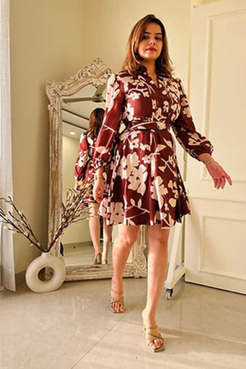 Taylor Brown Print Midi Dress